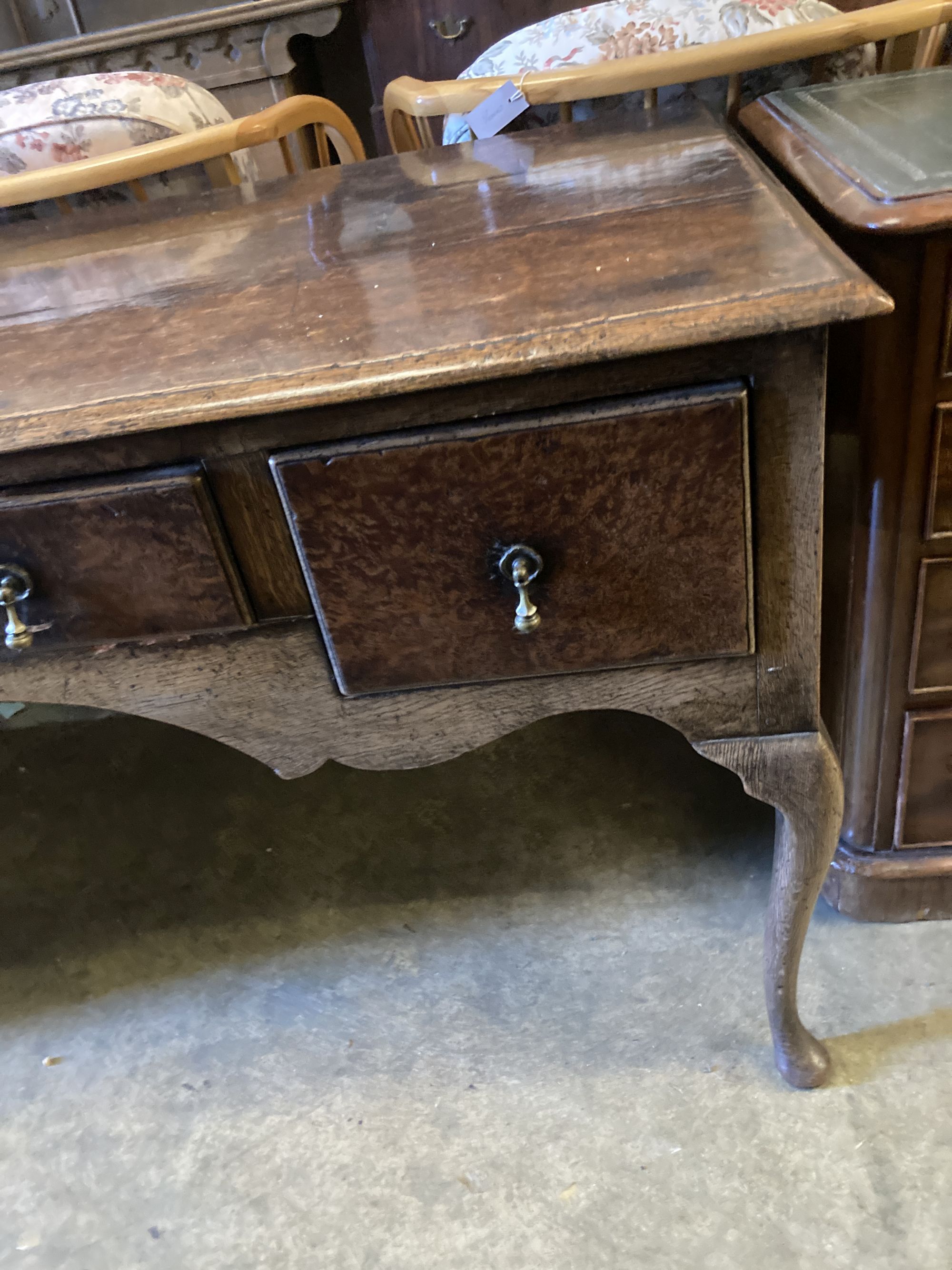 A Queen Anne-style oak side table, width 168cm, depth 74cm, height 76cm